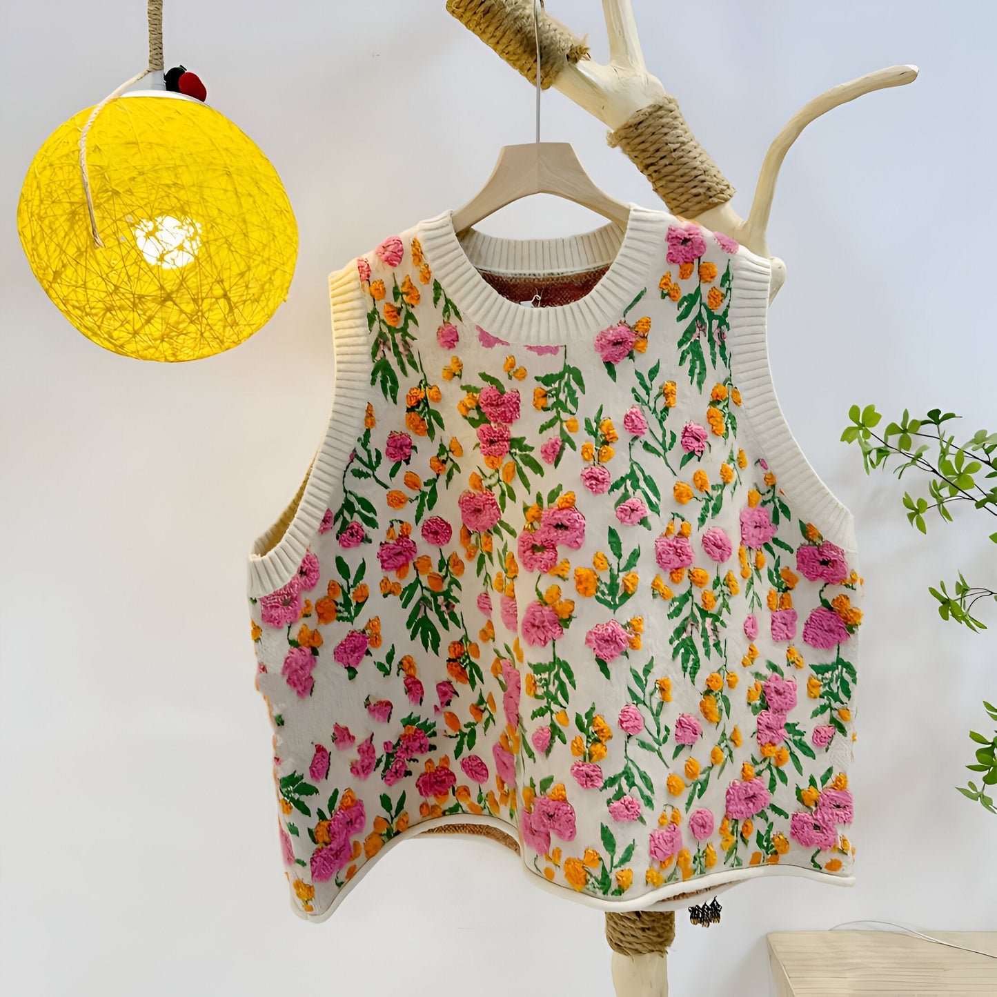 Lavinia | Gilet tricoté de style coréen Pink Peach Blossom