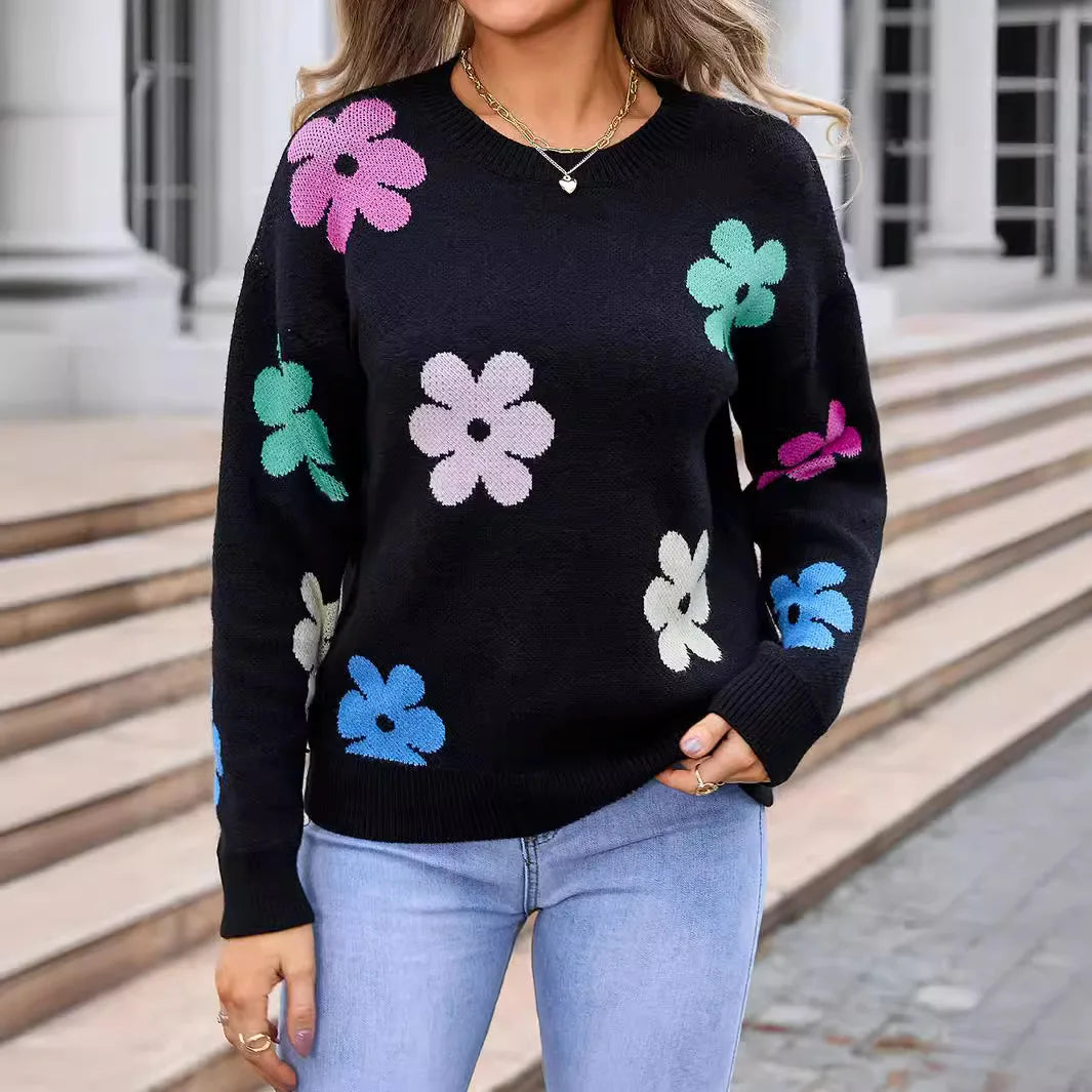 Aislin | Pull décontracté en crochet à fleurs