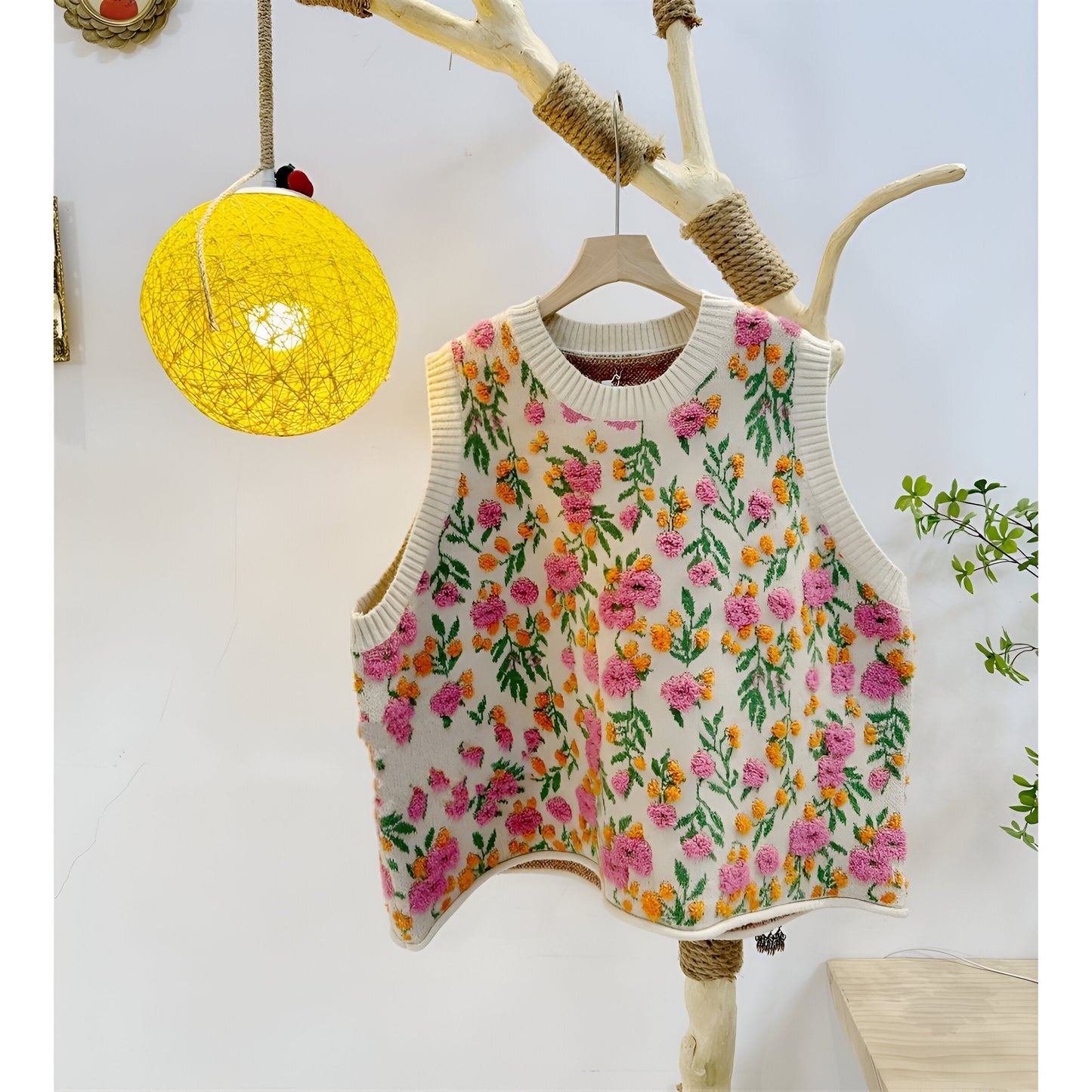 Lavinia | Gilet tricoté de style coréen Pink Peach Blossom