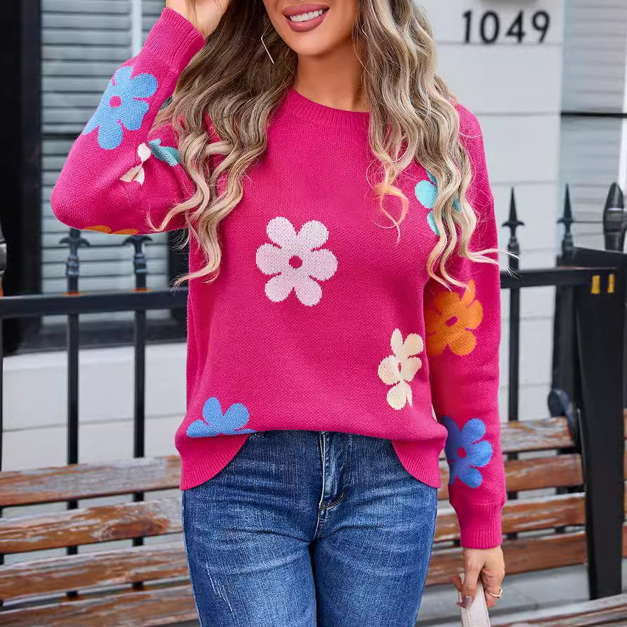 Aislin | Pull décontracté en crochet à fleurs